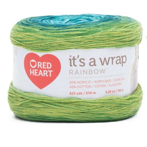 Red Heart Yarn It's A Wrap Rainbow Seaglass Gradient 623 yd Cotton Acrylic Fine - Picture 1 of 3
